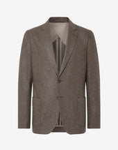 Jacket a due bottoni beige in lana jersey