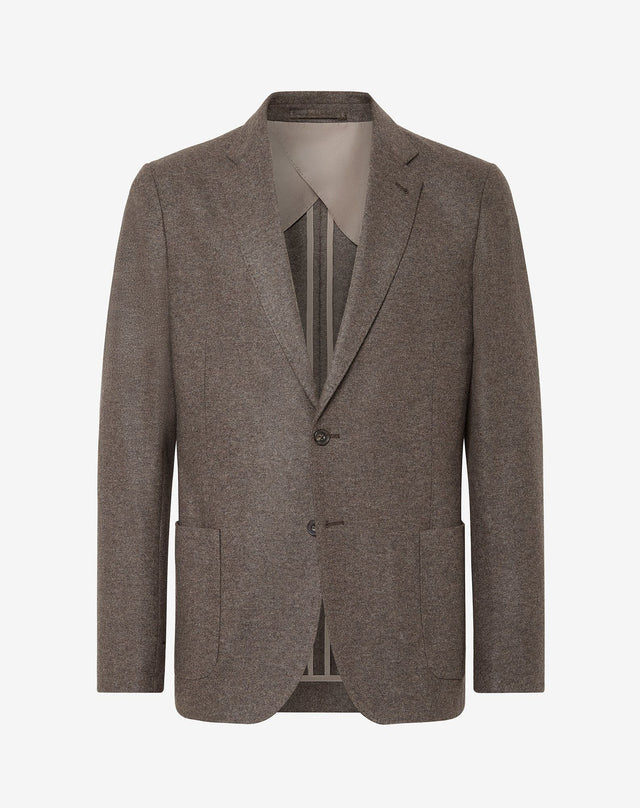 Jacket a due bottoni beige in lana jersey