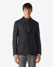 Jacket A Due Bottoni Grigia In Lana Jersey