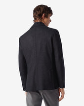Jacket A Due Bottoni Grigia In Lana Jersey