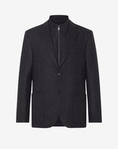 Jacket A Due Bottoni Grigia In Lana Jersey