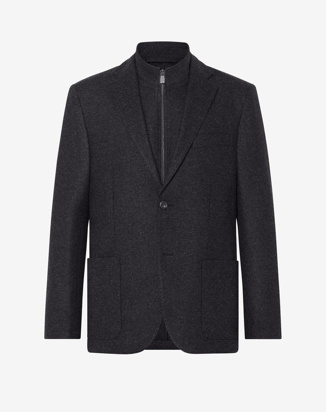 Jacket a due bottoni grigia in lana jersey