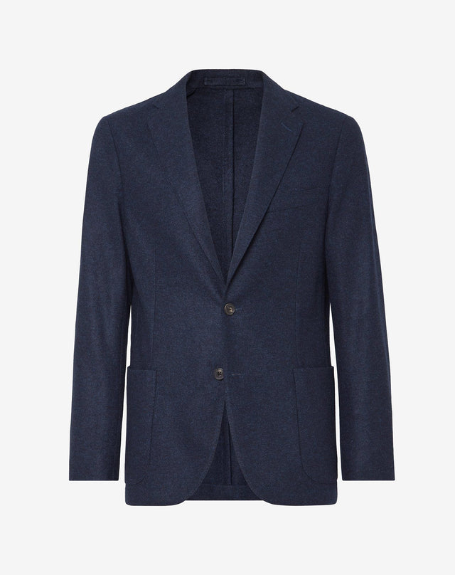 Jacket a due bottoni blu navy in lana jersey