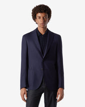 Jacket A Due Bottoni In Lana Hopsack