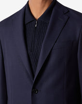 Jacket A Due Bottoni In Lana Hopsack