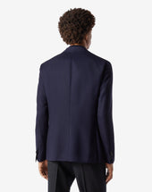 Jacket A Due Bottoni In Lana Hopsack