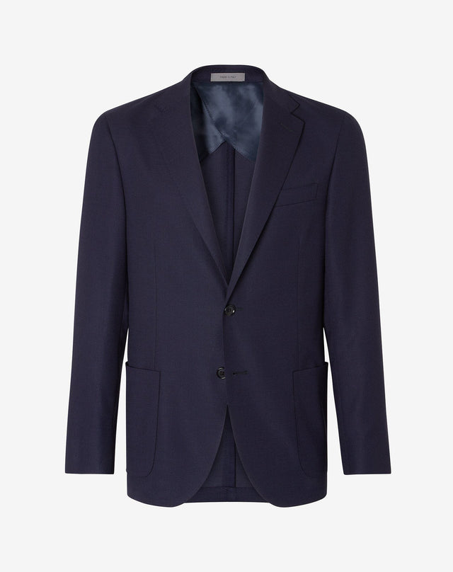 Jacket A Due Bottoni In Lana Hopsack