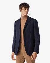 Jacket A Tre Bottoni In Lana Cheviot