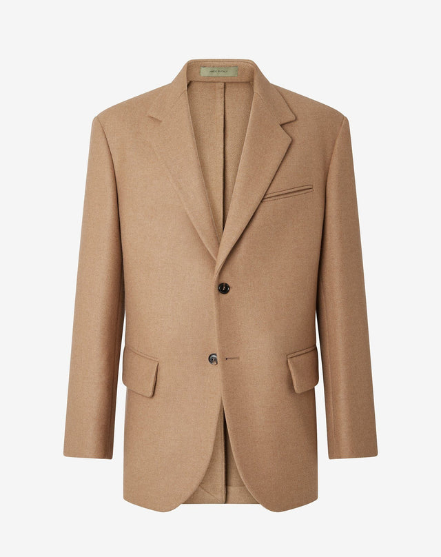 Jacket beige a due bottoni in cammello