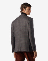 Jacket Grigia A Due Bottoni In Lana Con Micro Fantasia