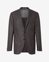 Jacket Grigia A Due Bottoni In Lana Con Micro Fantasia