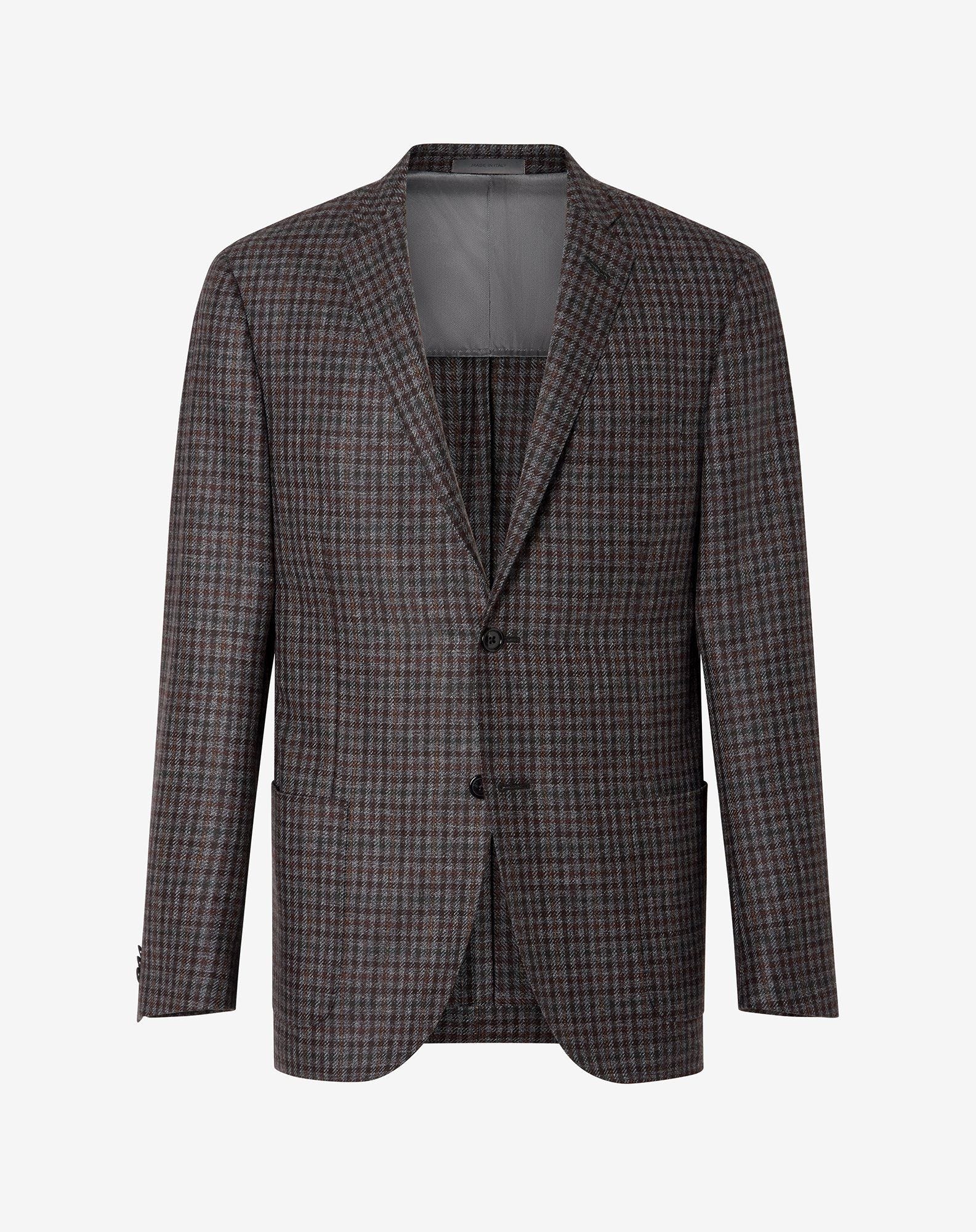 Jacket grigia a due bottoni in lana con micro fantasia