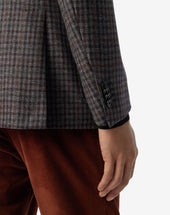 Jacket Grigia A Due Bottoni In Lana Con Micro Fantasia