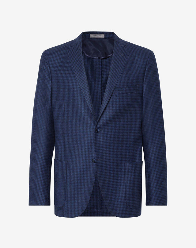 Jacket blu a due bottoni con micro fantasia