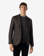 Jacket A Due Bottoni Fantasia Herringbone In Lana E Cashmere