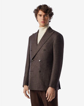 Jacket A Sei Bottoni In Lana Con Micro Pattern