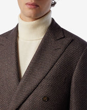 Jacket A Sei Bottoni In Lana Con Micro Pattern