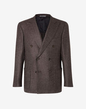 Jacket A Sei Bottoni In Lana Con Micro Pattern