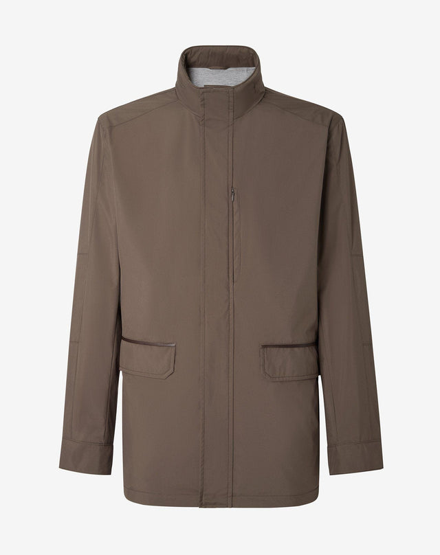 Field jacket marrone in techno popeline