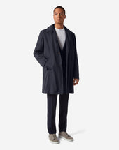 Trench Foderato Navy In Techno Popeline