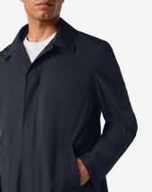 Trench Foderato Navy In Techno Popeline