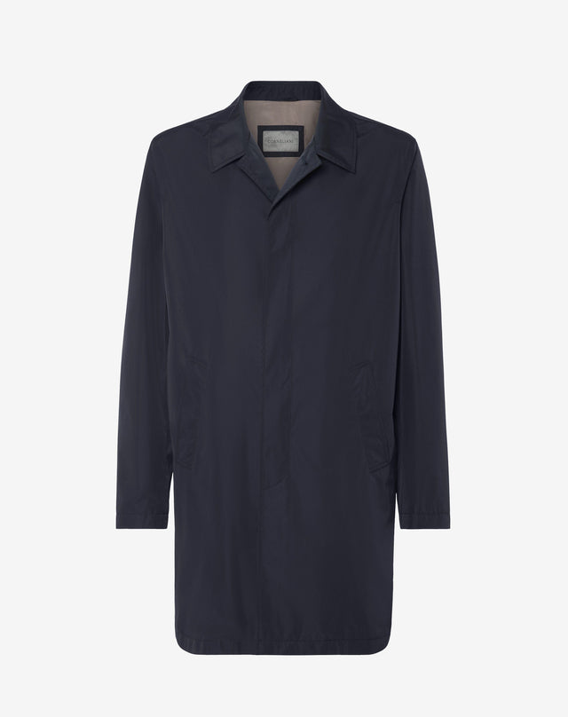 Trench Foderato Navy In Techno Popeline