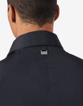 Trench Foderato Navy In Techno Popeline