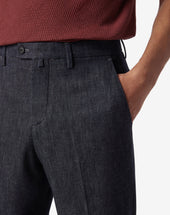 Pants Chino Scuro In Denim Stretch