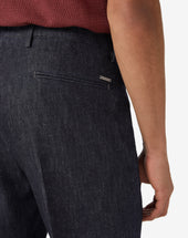 Pants Chino Scuro In Denim Stretch