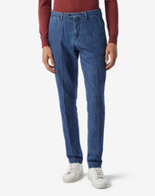 Pants Chino Chiaro In Denim Stretch