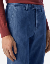 Pants Chino Chiaro In Denim Stretch