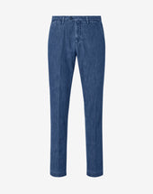 Pants Chino Chiaro In Denim Stretch