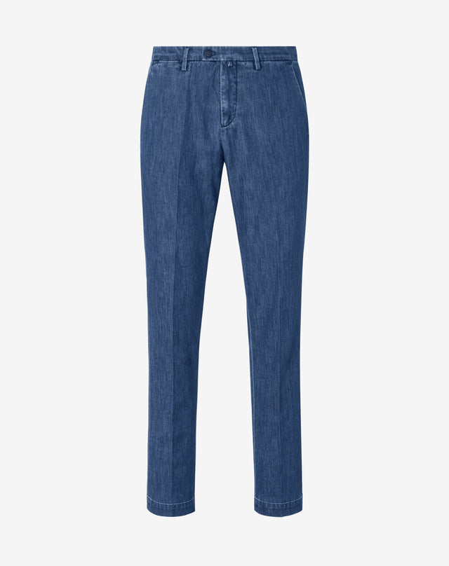 Pants Chino Chiaro In Denim Stretch