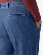Pants Chino Chiaro In Denim Stretch