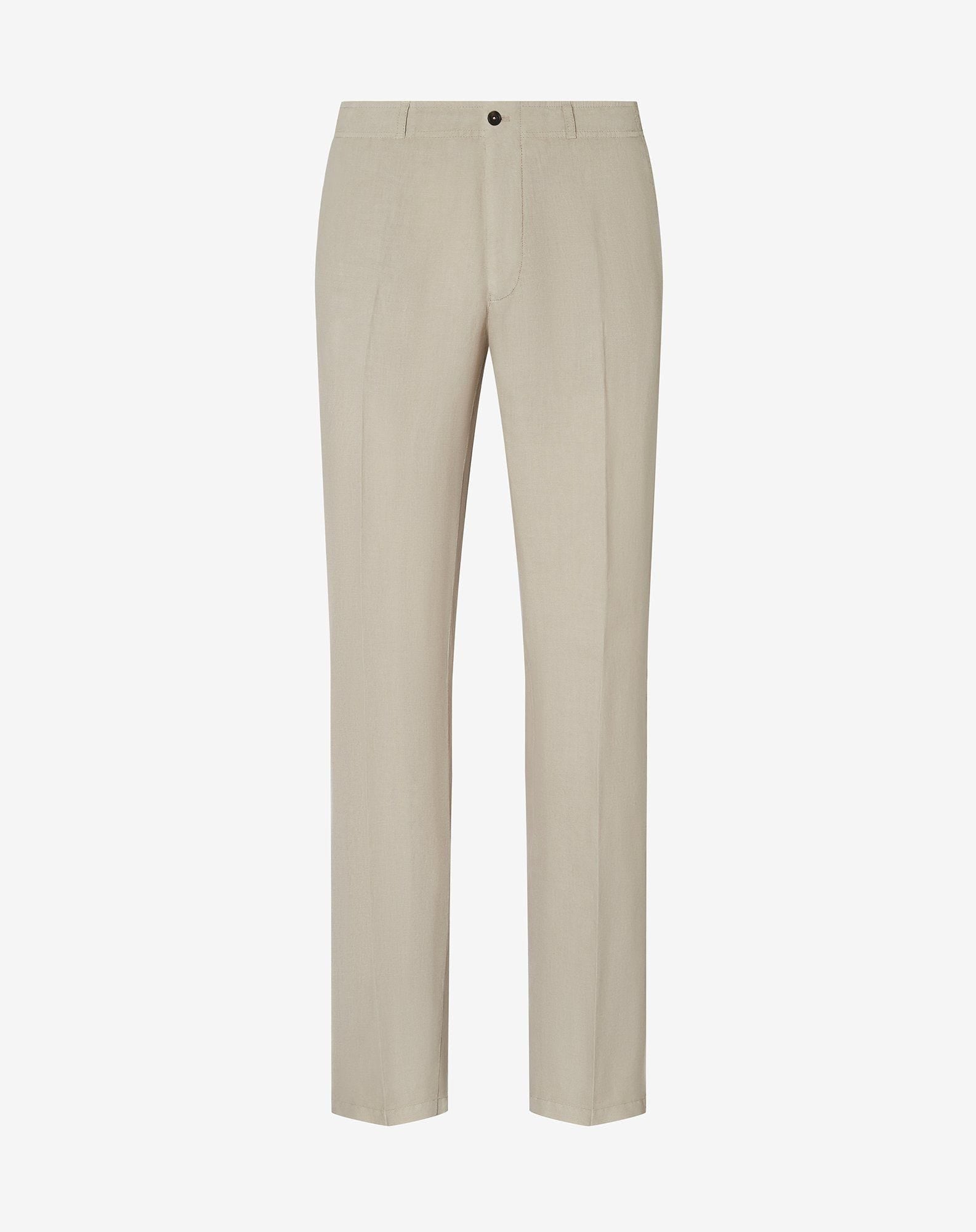 Pants beige in puro lino tinto capo