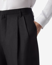 Bermuda Neri In Twill Di Lana E Lino