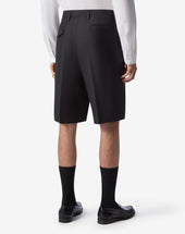 Bermuda Neri In Twill Di Lana E Lino