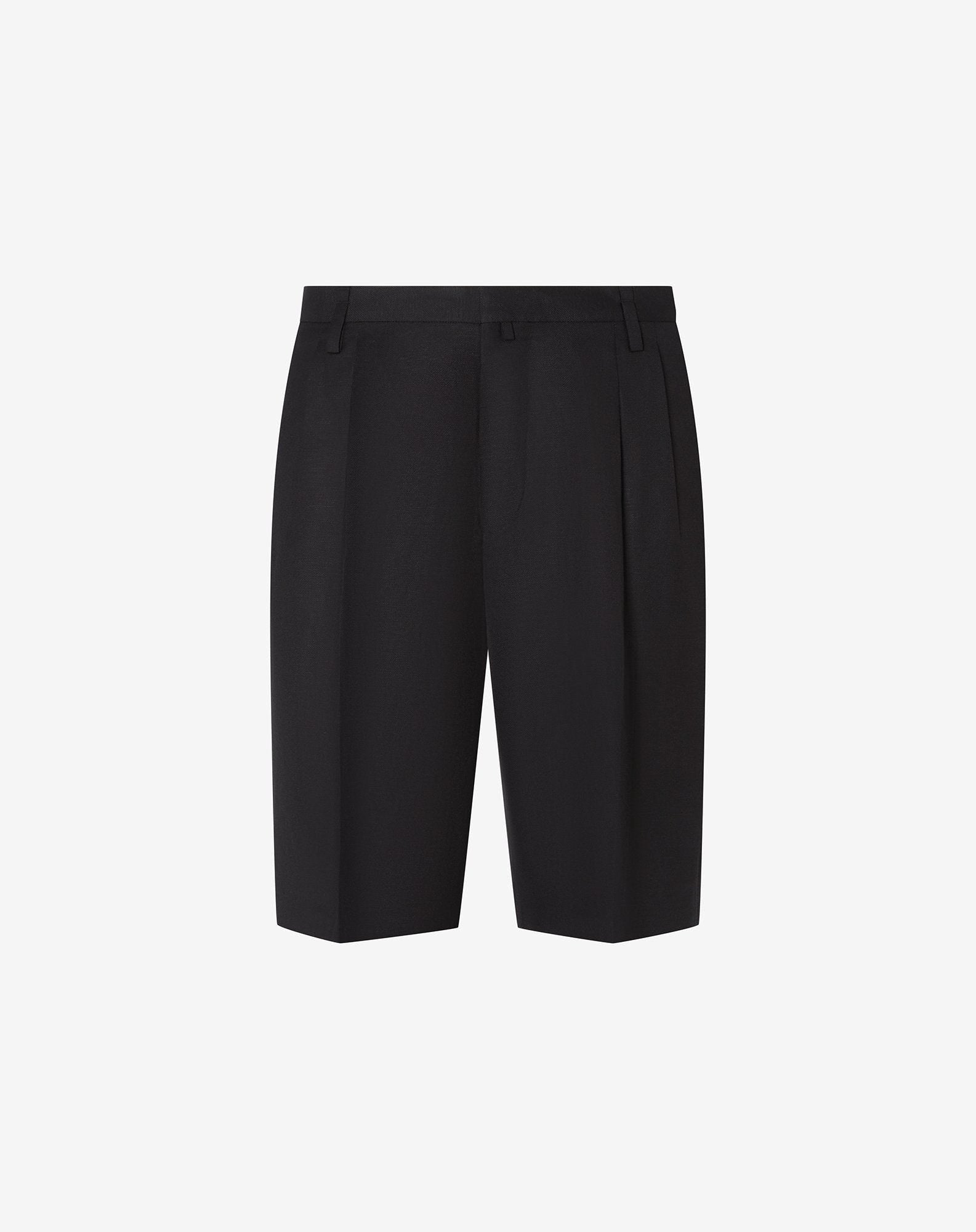 Bermuda Neri In Twill Di Lana E Lino