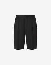 Bermuda Neri In Twill Di Lana E Lino