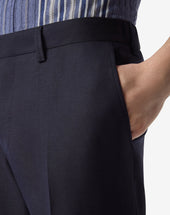 Pants Navy In Twill Di Lana E Lino