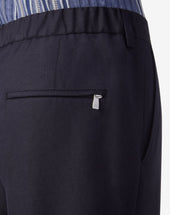 Pants Navy In Twill Di Lana E Lino