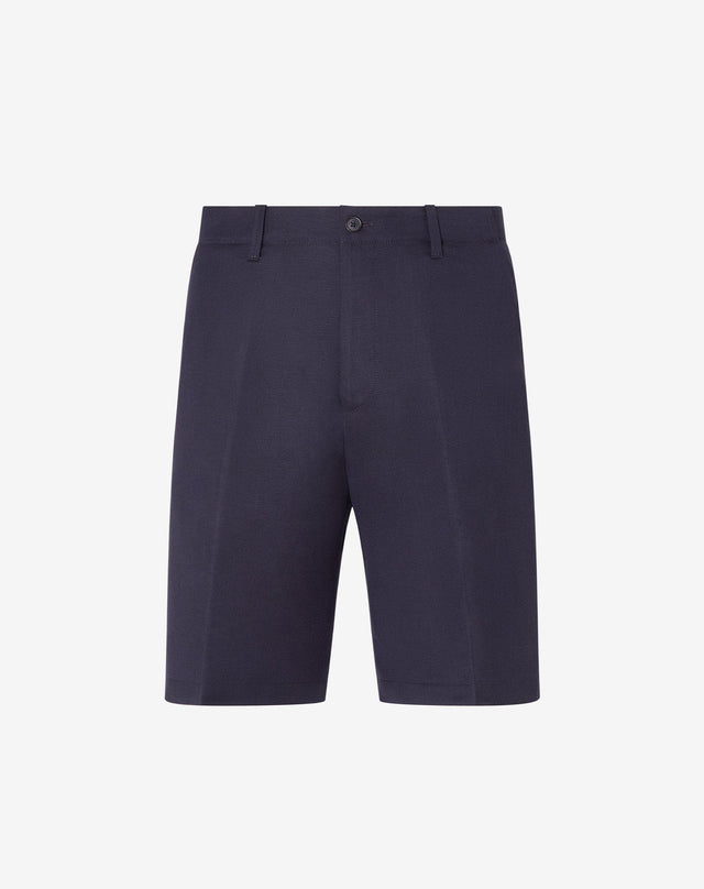 Bermuda blu twill di lana e lino