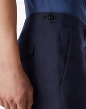 Pants Con 2 Pince In Lana E Lino