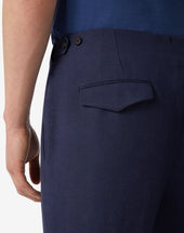 Pants Con 2 Pince In Lana E Lino