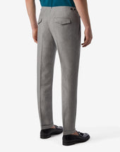 Pants Grigi Con 2 Pince In Lana E Lino