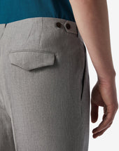 Pants Grigi Con 2 Pince In Lana E Lino