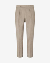 Pants Con 2 Pince In Lana E Lino