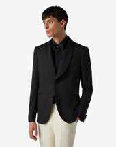 Jacket Da Smoking Nera In Lana Chevron 3d
