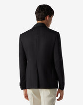 Jacket Da Smoking Nera In Lana Chevron 3d