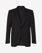 Jacket Da Smoking Nera In Lana Chevron 3d